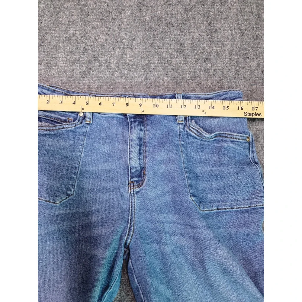Judy Blue Jeans Womens 33 Blue High Rise Front Patch Pocket Tapered Leg Denim